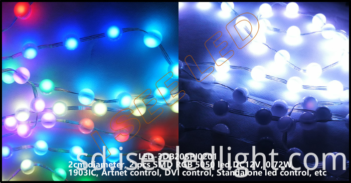 2cm 3D led ball rgb SPI1903 2 led 3D led bead light